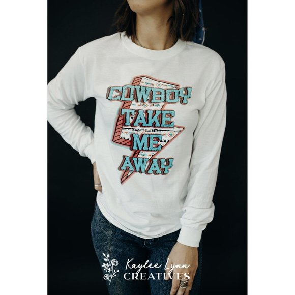 COWBOY TAKE ME AWAY Handmade Graphic Tee - Picture 5 of 6